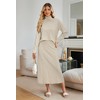 Arach&Cloz Womens Fall Two Piece Sweaters Skirts Sets Beige White