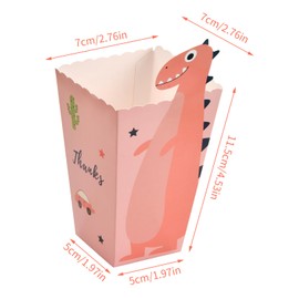 Emperoch 24 Pcs Popcorn Boxes, Cute Dinosaur Dinosaur Popcorn Box, Movie Night Popcorn Box, Small Cardboard Popcorn Container for Birthday Baby Shower Carnival Party Movie Night Popcorn Candy Snack