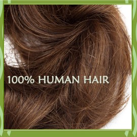 S-noilite [2Pcs] Human Hair Messy Scrunchy Hair Bun Extension Updo Donut Curly Wavy Hair Bun Scrunchie Hairpiece 100% Real Hair Elegant Chignon Bun Hair Piece for Women(Curly,Medium Brown)