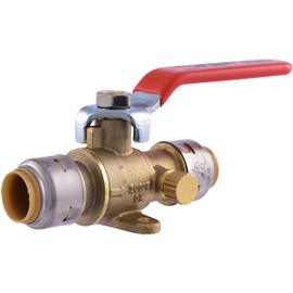 SharkBite Max 1/2 Inch Ball Valve with Drain Vent and Mounting Tab, Push to Connect Brass Plumbing Fitting, PEX Pipe, Copper, CPVC, PE-RT, HDPE, UR24615A