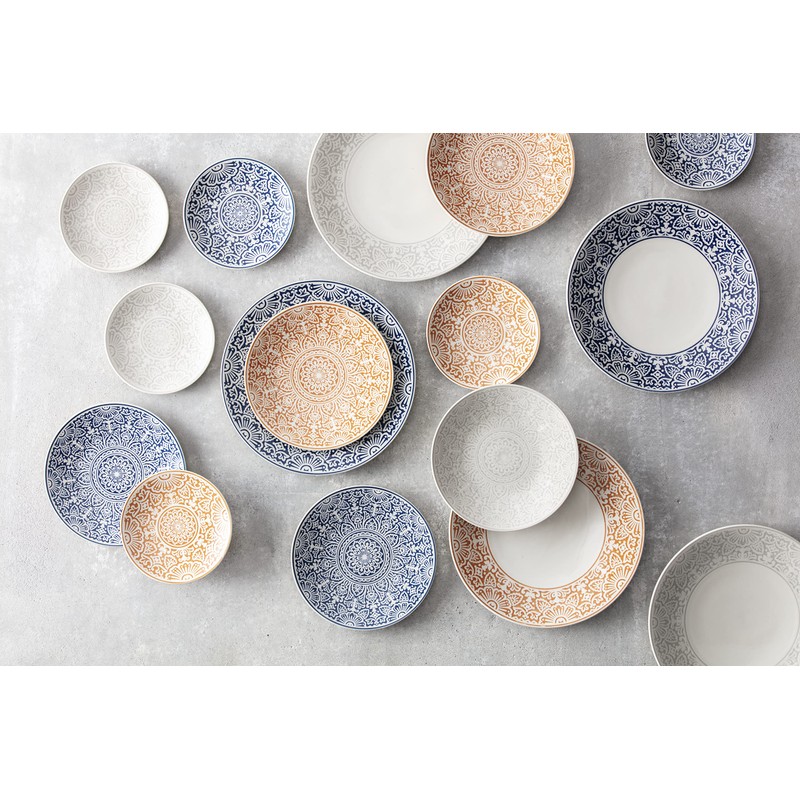 Fortessa Havana Vitrified China Coupe Rimless Plate 4 Pack, Blue,