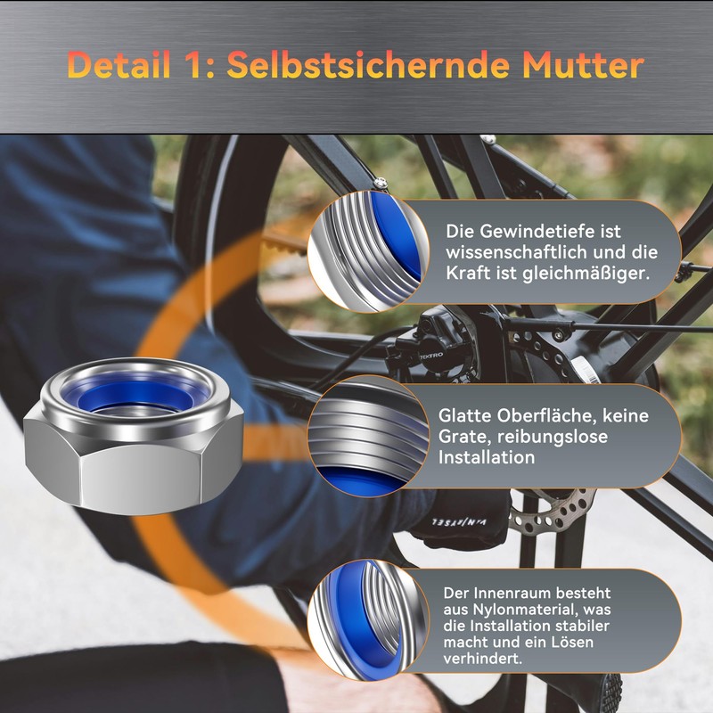 NICEDACK Bicycle axle adapter for axle thread size M10 x