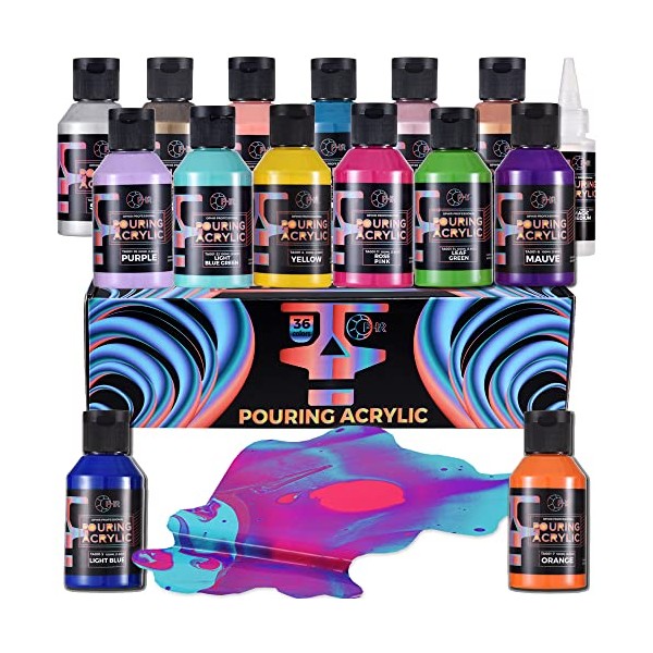 OPHIR Acrylic Pouring Paint, Set of 40 Bottles, 3.8OZ/Bottles, 36