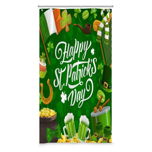 Canessioa St Patricks Day Shower Curtain Irish Lucky Clover Shamrocks