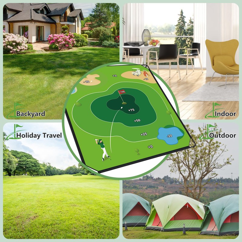 GLUTIA Golf Chipping Game Set, 71"x71" Large Sticky Golf Game,