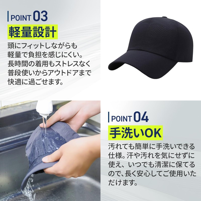 TERTIS Mesh Cap, Men's, Breathable, Washable, UV Protection, Quick Drying,