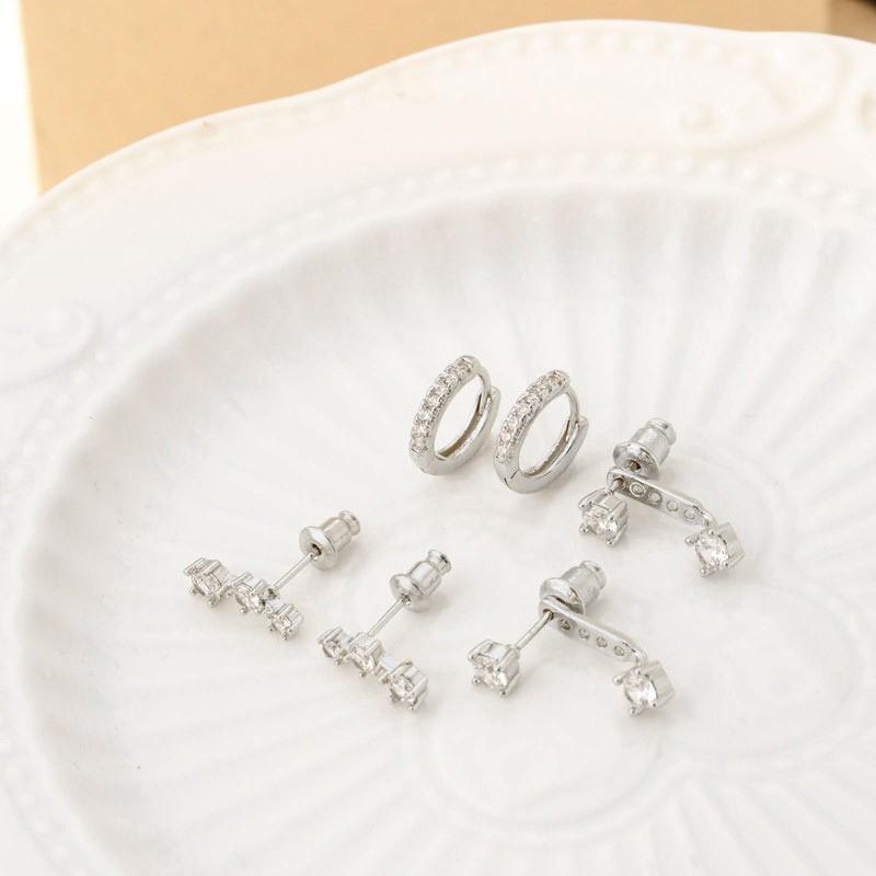 ASCOMY Hoop Earrings for Women Silver Earrings Set 14K White