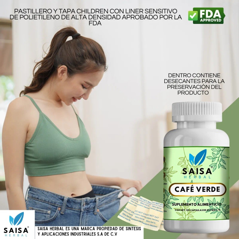 Café Verde 100% Puro 120 Cápsulas SAISA HERBAL | Suplemento