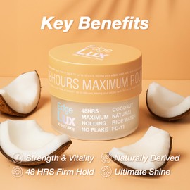 Lux Collection Edge Control Gel for 4C Hair – 48 Hour Maximum Hold Edge Control, Edge Lux with Castor Oil, Keratin & Biotin, Non-Flaking Styling Gel (1 Ounce, Coconut)