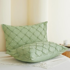 Vaulia Soft Microfiber Pillow Shams, Sage Green Queen Size 20x26 Set of 2, Pinch Pleat Pillow Shams with Envelope Closure