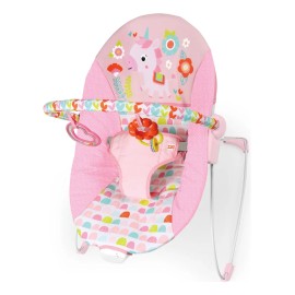 Bright Starts Baby Bouncer Soothing Vibrations 0-6 Meses Rosa Claro Unicornio
