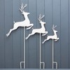 Rustic White Reindeer Metal Art Garden Stake Christmas Decor Outdoor