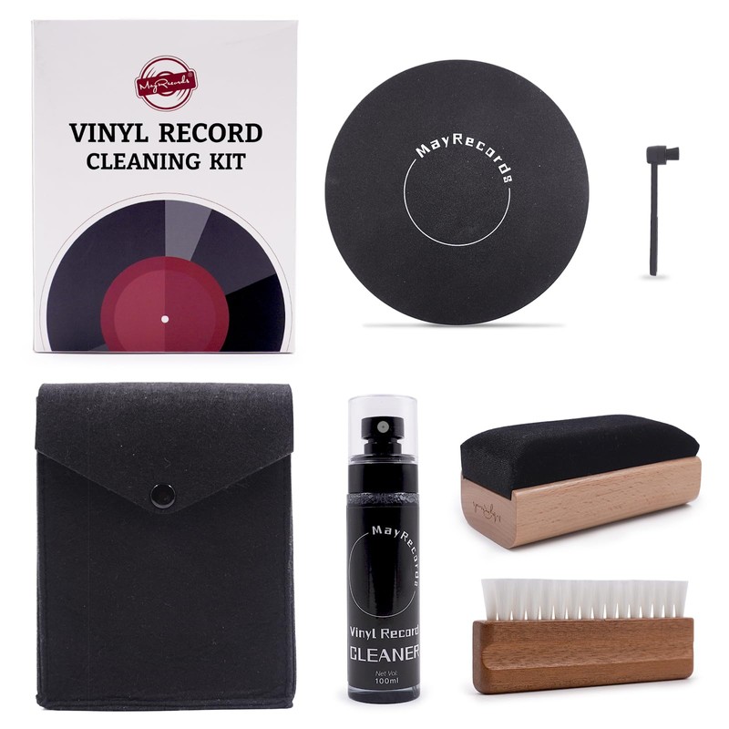 MayRecords Record Cleaning Set of 5 Wood Handle Cleaning Brushes