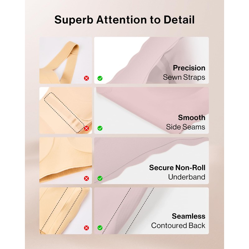 Ubras Deep V Seamless Bras for Women Scalloped Wireless Bralette