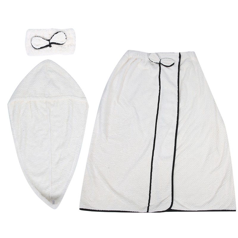 3pcs Women Bath Body Wrap Set Towel Bathrobe Hair Drying