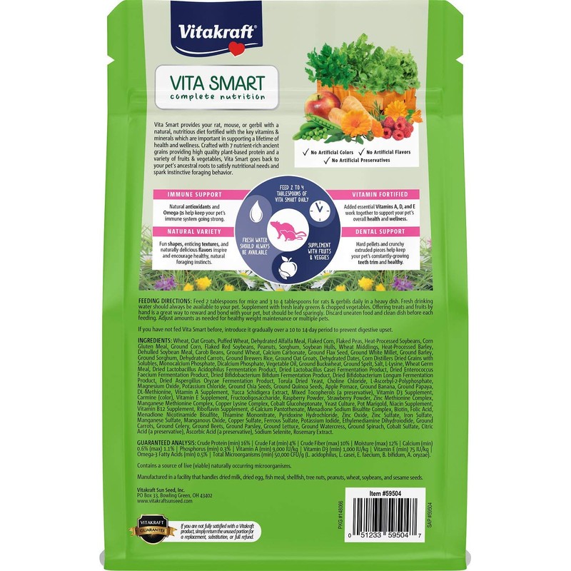 Vitakraft Vita Smart Complete Nutrition Rat, Mouse and Gerbil Food,
