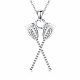JERWLI Rowing Necklace 925 Sterling Silver Rowing Crew Pendant Jewelry Gifts for Women Rower