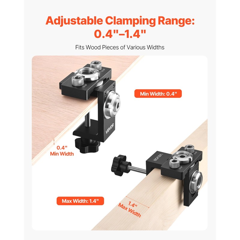 VEVOR Doweling Jig Kit, Self Centering Dowel Drill Jig for