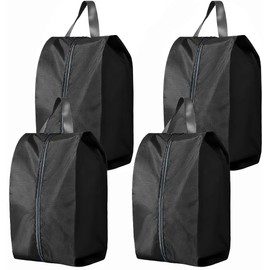 4 PCS Shoe Bags for Travel, Waterproof Dust Proof Shoe Bags for Storage Shoe Pouch Shoes Packing Organizer for Travel or Home (Black)