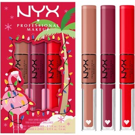 Nyx Professional Makeup, Shine Loud Trío Holidays, Tono Rojo, Café y Morado