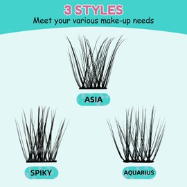 Lash Clusters Diy Eyelash Extensions Individual Lashes Cluster Wispy D Curl Eyelashes Extension Clusters Fluffy Natural 144pcs False Lashes(ASA D)