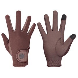 eGlove - eQUEST GripPro X-LITE Horse Riding Gloves - Lightweight, Breathable, Grippy Non-Slip Material - Comfort Mesh Back - Touchscreen Gloves (BROWN - PLAIN CUFF, XXX-Small)
