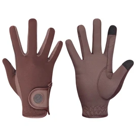 eGlove - eQUEST GripPro X-LITE Horse Riding Gloves - Lightweight, Breathable, Grippy Non-Slip Material - Comfort Mesh Back - Touchscreen Gloves (BROWN - PLAIN CUFF, XXX-Small)