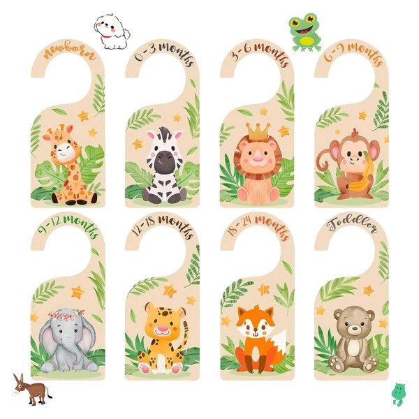 8PCS Baby Wardrobe Dividers,Wood Baby Clothes Dividers,Cute Animal Wardrobe Dividers