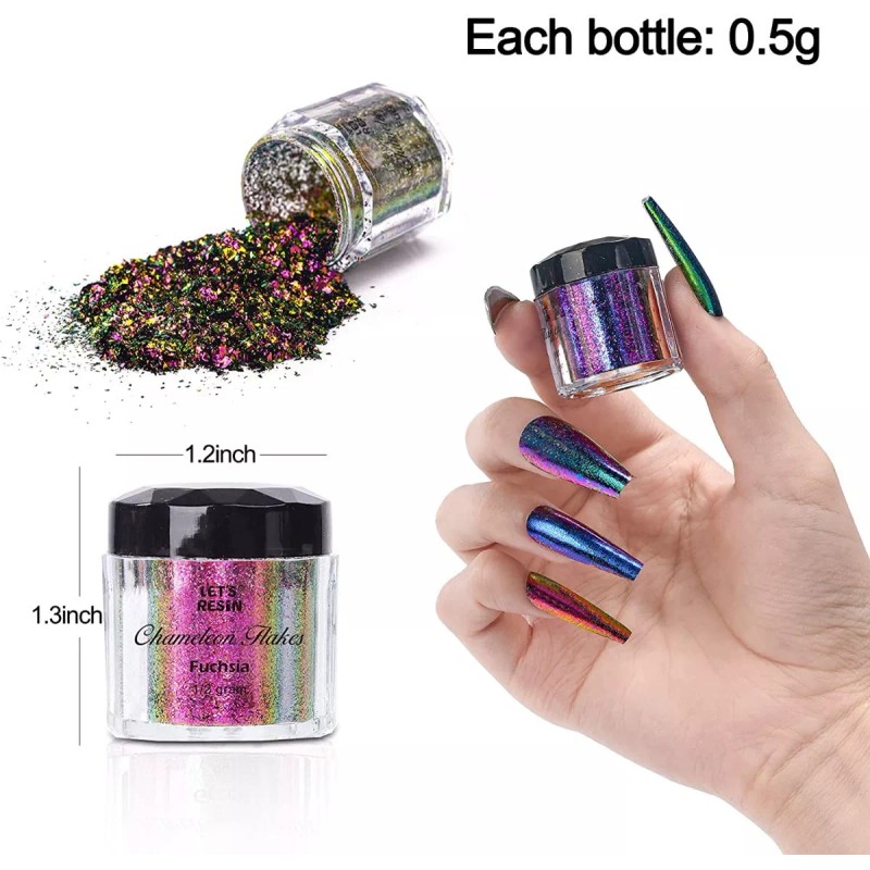 Let's Resin Chameleon Flakes 5 Colores Polvo Pigmento Resina