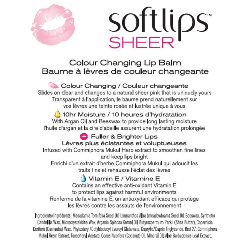Softlips Sheer Colour Changing Lip Balm Strawberry, Argan Oil and