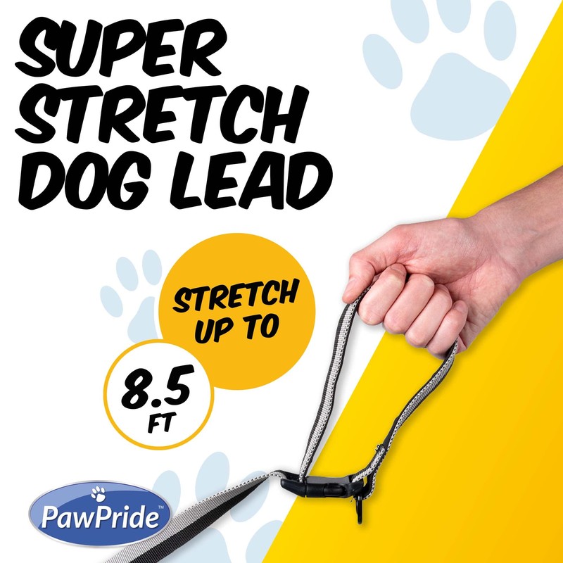 PawPride 6in1 Multi-Way 2.5m Dog Lead with Shock Absorbing Bungee