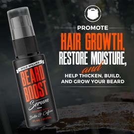 Beard Growth Serum with Biotin & Caffeine by Wild Willies - Natural Beard Care for Thicker, Fuller Healthier Beard - Mens Facial Hair Treatment for Grooming - Increases Thickness and Volume