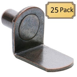 1/4" Bracket Style Cabinet Shelf Support Pegs | Antique Bronze | 25 Pack