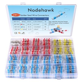 Nodehawk 250PCS Heat Shrink Solder Butt Connectors Kit, Waterproof Insulated Electrical Wire Terminals, Insulated Marine Automotive Wire Connectors for Home & Car Repair (White Red Blue Yellow)