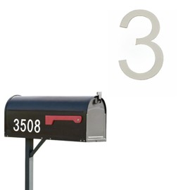 Habitable tree Self-adhesive 3 Inch Mailbox Number Individual 3D Acrylic Mailbox Number Black Mailbox Numbers for Outside Address Home Number for Apartments Office Hotel Room (White Number 3)