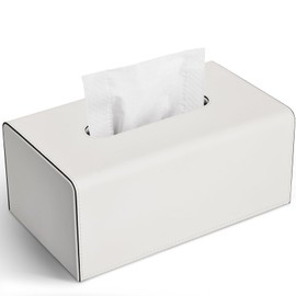 KINGFOM PU Leather Tissue Box Tissue Box Tissue Box for Office/Car/Home (White)
