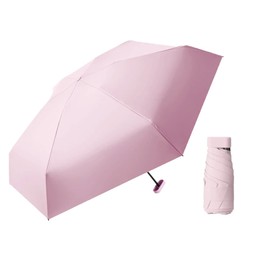 Folding Travel Umbrella Mini Ultra-Portable Anti-UV Umbrella with Case Compact Pocket Rainproof Windproof Fast Dry and Ultra Lightweight Small Parasol for Women Man Students Travel Outdoor (Pink)