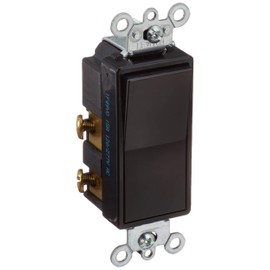 Leviton 5604-2E 15 Amp, 120/277 Volt, Decora Rocker 4-Way AC Quiet Switch, Residential Grade, Grounding, Black