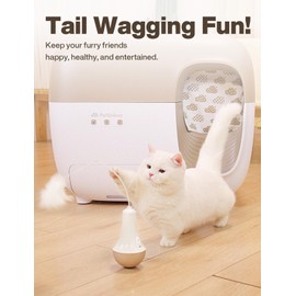 Interactive Cat Toy for Domestic Cats, Ultra Quiet Automatic Cat Toy with Random Movement, Interactive Cat Feather Toy for Active Cats, Automatic Off Timer, Again