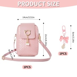 FFDHWU 1 Pink Bag And 1 Bow Charm, Fashionable Shoulder Bag, Girls Crossbody Bag, Mini Handbag, Adjustable Crossbody Bag