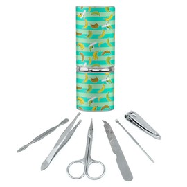 Ripe Bananas Pattern Stainless Steel Manicure Pedicure Grooming Beauty Care Travel Kit