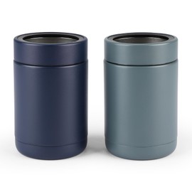 Olympia Tools 2 Pack Standard Can Cooler for Beer & Soda | Stainless Steel 12oz Beverage Sleeve, Double Wall Vacuum Insulated Drink Holder (2 pack,Gray and Navy)