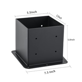 AXWHYS 6x6 Post Base 4 Pcs, (Inner Size 5.6x5.6) Post Anchors, 13GA Thick Solid Steel & Black Powder Coated,Deck Post Brackets Support Deck Base Plate Pergola Brackets Fence Kit