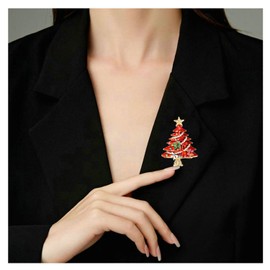 Christmas Tree Brooch Pins For Women Cute Star Bow Snowflake Christmas Enamel Pin Holiday Christmas Tree Jewelry, Large, Metal, no gemstone