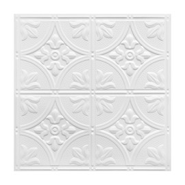 2ft x 2ft Drop Ceiling Tiles，White Antique Ceiling Tile 24 x 24in. Waterproof, Washable and Fire-Rated - Reusable - High-Grade PVC to Prevent Breakage-Cover 48 Sq. Ft-Package of 12 Tiles