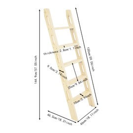Bed Ladder,2/3/5 Steps Wood Bunk Bed Ladder,220Lbs Load RV Loft Stair Hanging Ladder with Corner Connectors,Universal Space-Saving Motorhome Step Ladder Long Climb Ladder for Bedroom,Dorm (59.06in)