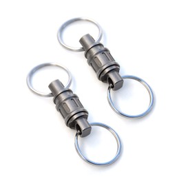 BANG TI Men's Titanium Swivel Keychains Rings Quick Release Connector Heavy Duty Removable Carabiner for Outdoor Camping Linker by ¼ Pack of 2 2 Packs Grey2Pc
