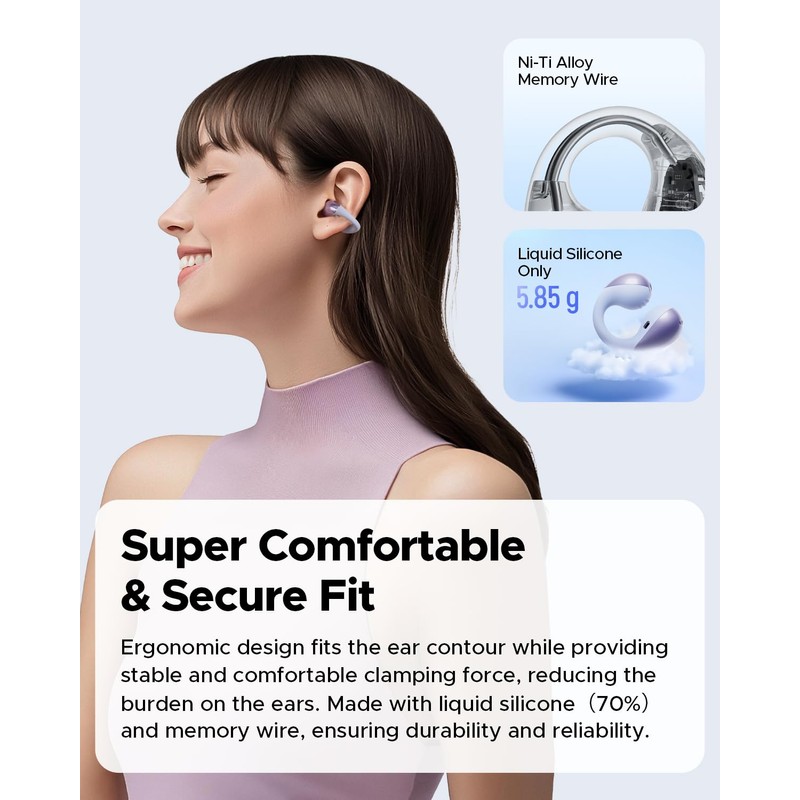 SoundPEATS PearlClip Pro Ear Clip Earbuds, Open-Ear Wireless Earphones Bluetooth