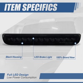 Auto Dynasty LED 3rd Third Tail Brake Light Rear High Mount Stop Lamp Compatible with Toyota FJ Cruiser 2007-2014, Black Housing Smoked Lens