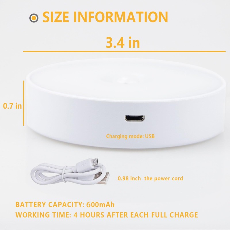 LAVAED 4 Pack Motion Sensor Puck Lights Indoor LED Closet